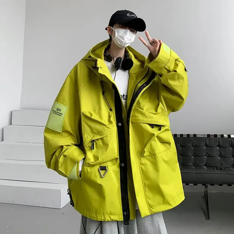 

Luxury Zipper Sweatshirt Cargo Jackets Spring Autumn Hooded Windbreaker Windproof Waterproof Multi Pockets Outdoor Coats Tops