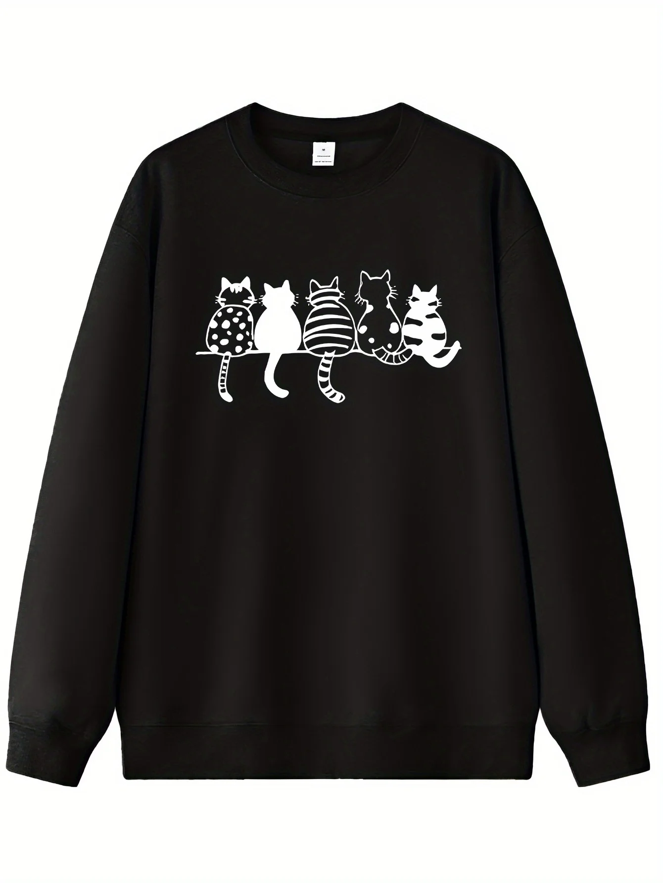 

Simple, charming, fashionable, casual and trendy cat-printed, comfortable and soft, round-neck hoodie