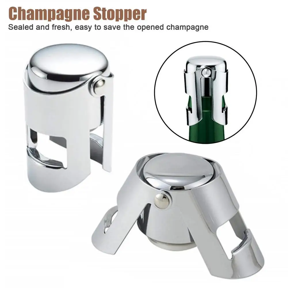 1pcs Champagne Bottle Stopper Stainless Steel Sparkling Grape Wine Bottle Plug Vacuum Sealer Bottle Liquor Flow Stopper Cap Bar