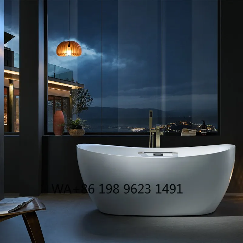Factory Direct Wholesale Freestanding White Acrylic Bathtub High Standard CUPC Certified  Hotel Universal Soaking Bathroom Tub