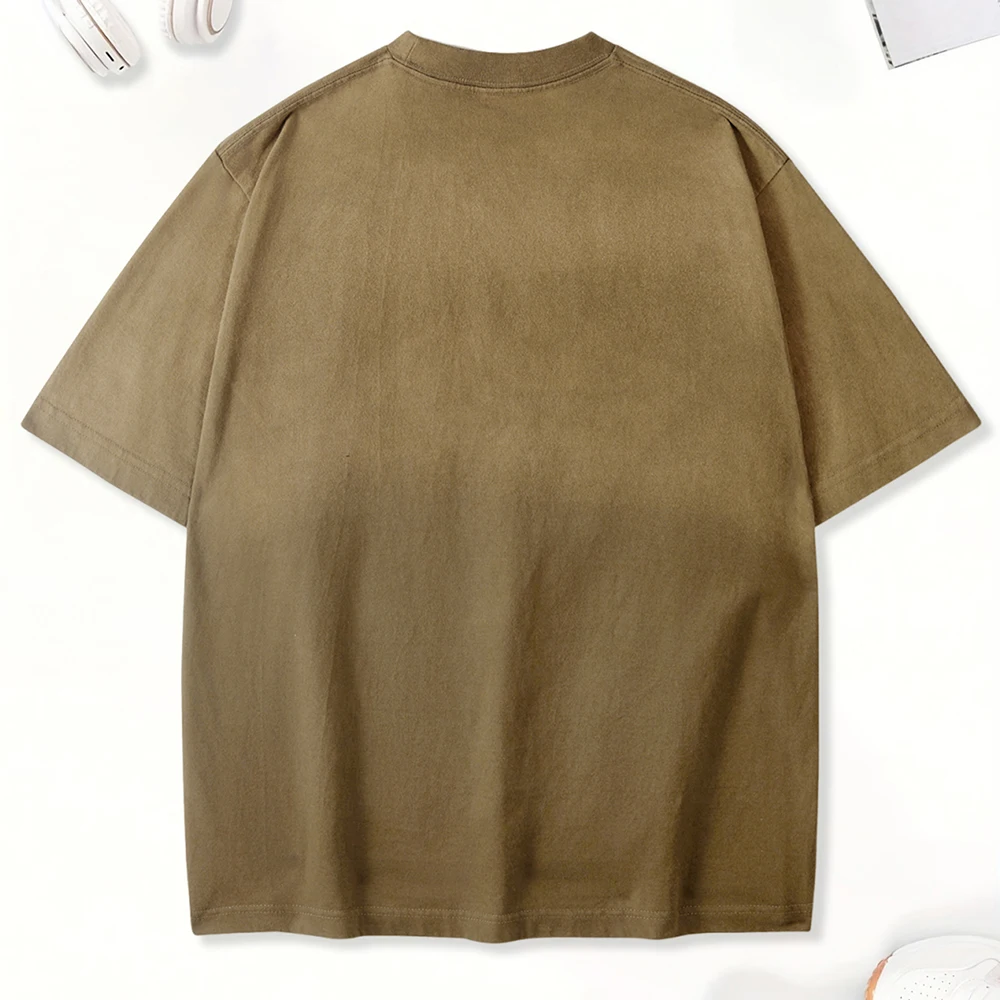 Camiseta con estampado de tinte degradado para mujer, camisetas de manga corta de tendencia, camisetas suaves de verano de gran tamaño, ropa con cuello redondo