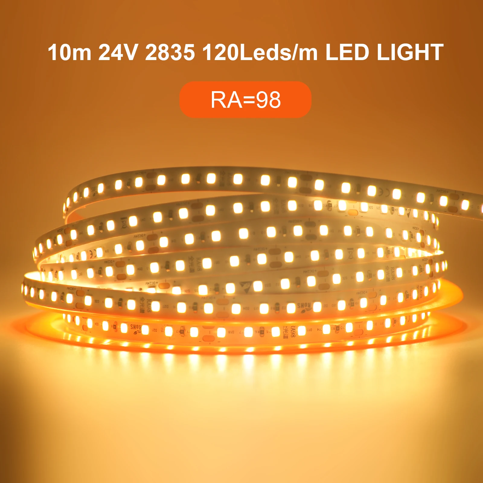 5M 10M DC24V 2835 Светодиодная лента RA98 Гибкая светодиодная лента 3000K 4000K 6000K 120LEDs 240LEDs/M Мягкая лампа для украшения дома