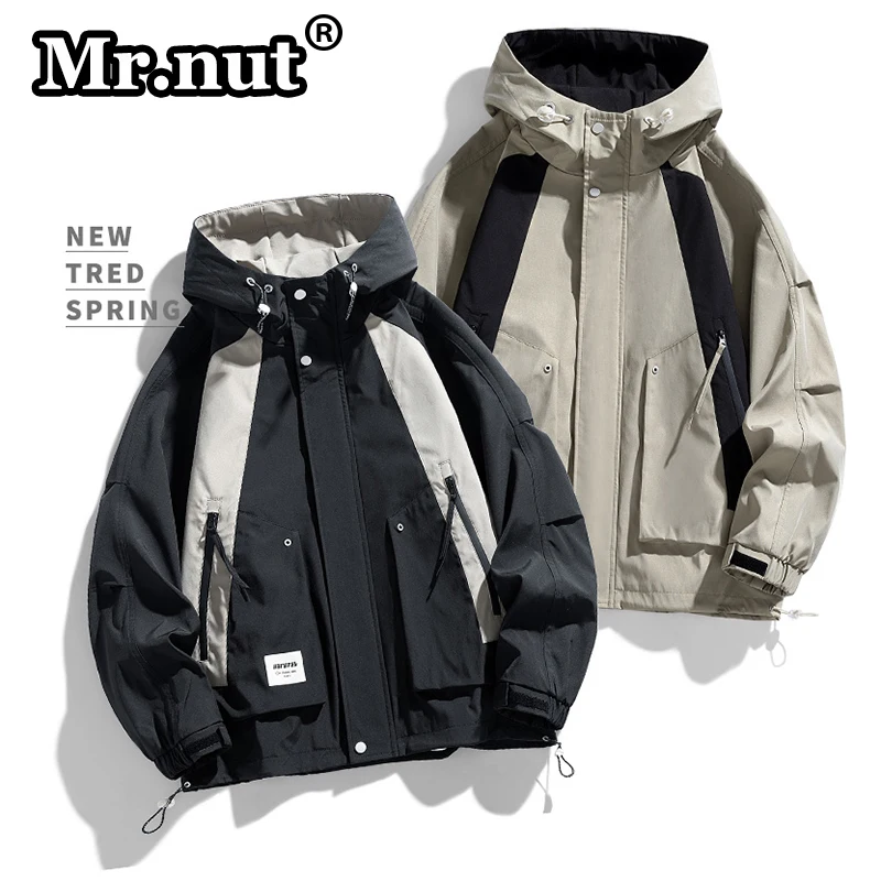 Mr.nut Oversize Loose Outdoor Jackets Autumn New Men Waterproof Jacket Camping Windbreaker Hooded Male Coat Casual Outdoors Tops