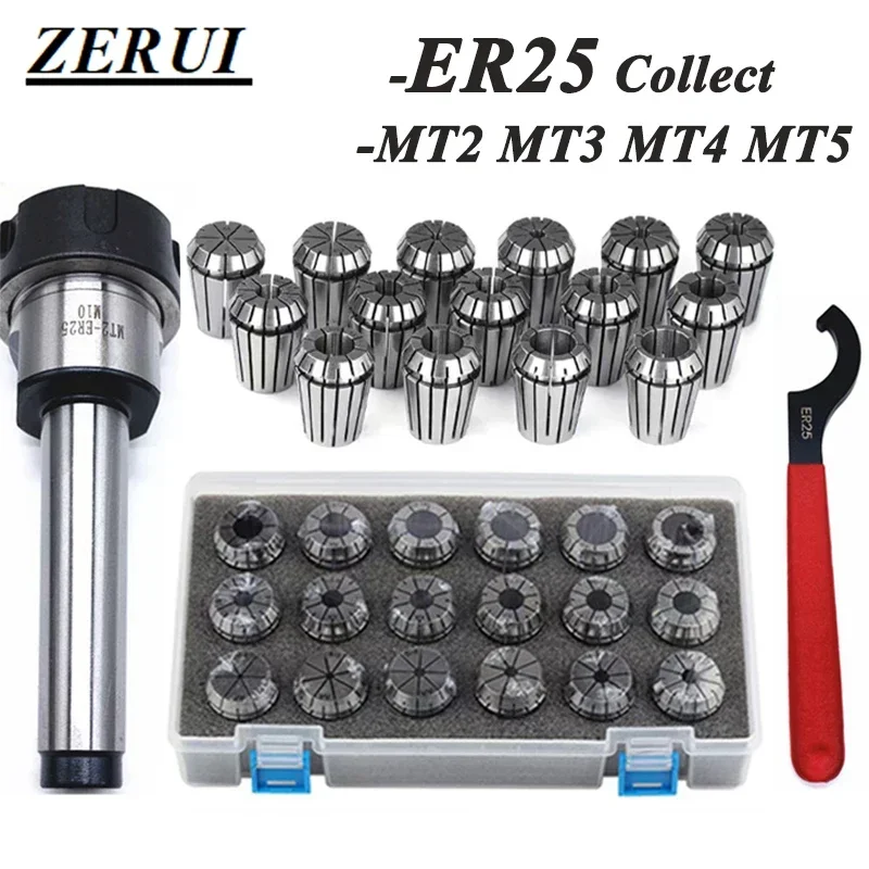 ER25 Spring Clamps ER25 M12 1PCS ER25 Wrench 1PCS Collet Chuck Morse Holder Cone for CNC Milling Lathe Tool Set