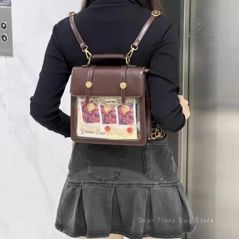 Fashion Cute Ita Backpack New JK Shoulder Lolita Messenger Crossbody Bag Girls Transparent DIY Display Handbag Y2K Mini Knapsack