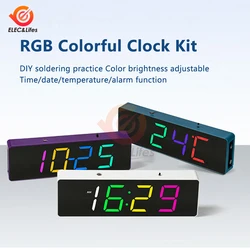 Multicolored DIY KIT Electronic Clock LED Microcontroller Kit Digital Date Clock Time Light Control Temperature Thermometer