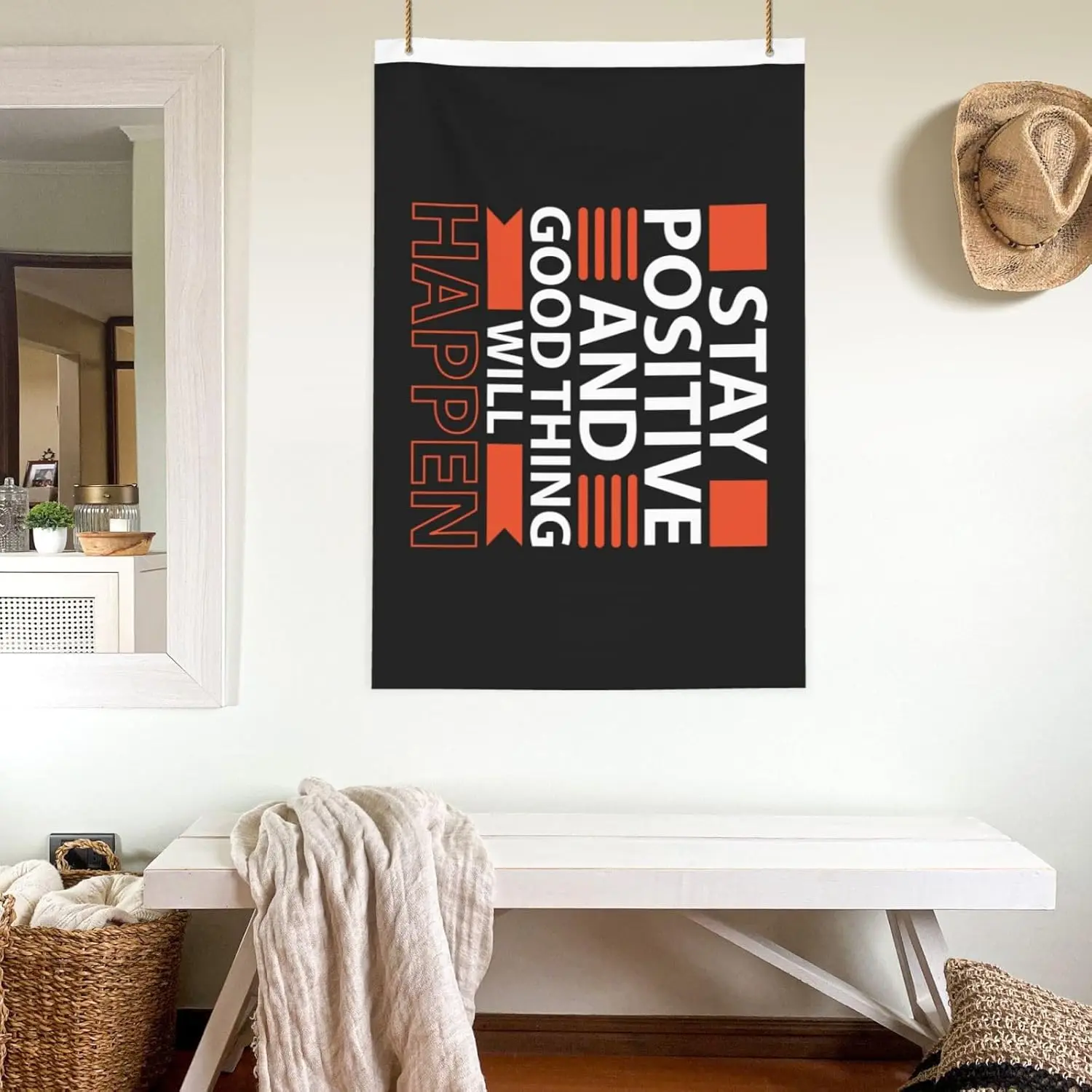 Flagicts 100% Polyester Stay Positive And Good Thing Will Happen Flag