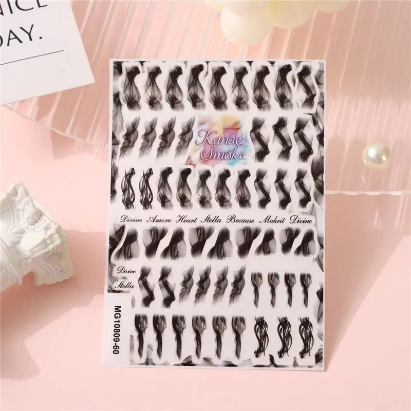 New Nail Art Stickers White Black Series Ribbon High Quality PVC Manicure Waterproof Nail Stickers Decals Friend Girls Gifts