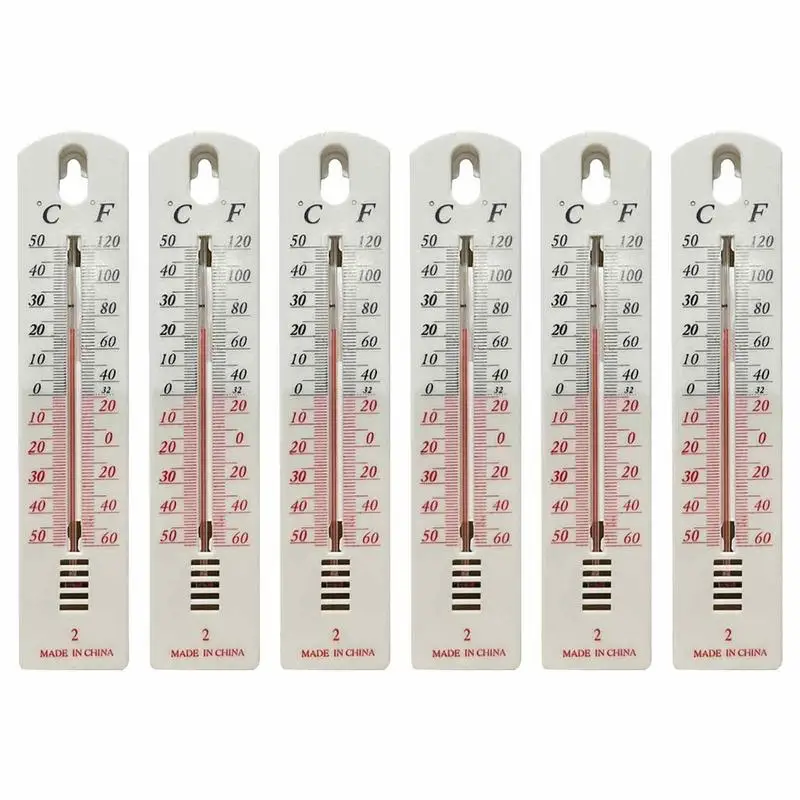 6pc Wall Hang Thermometer Indoor Outdoor Garden House Garage Office Room Hung Logger Straight Plate Temperature Meter