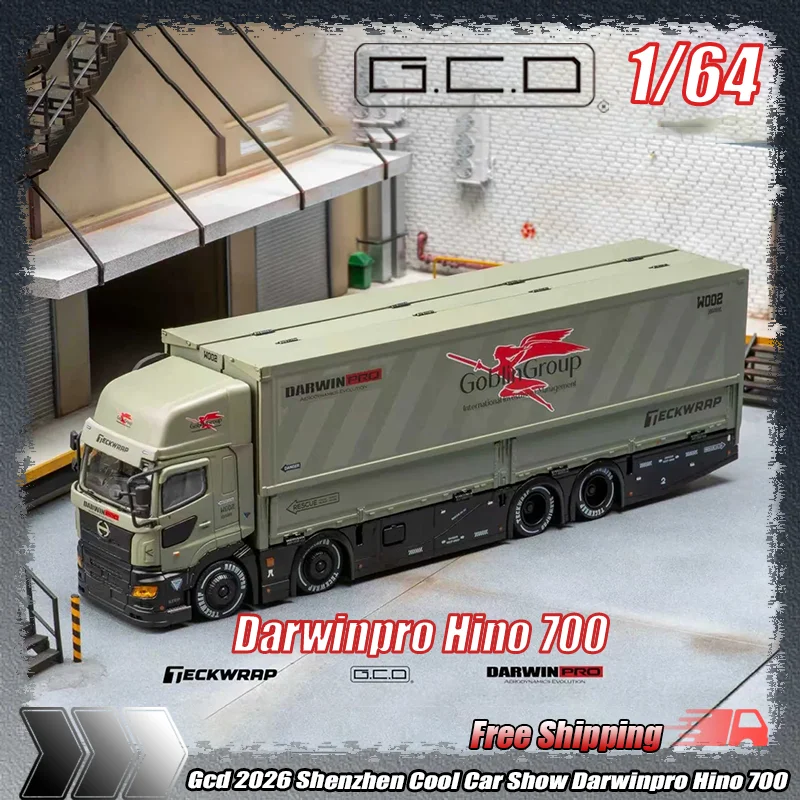 

New 1:64 2026 Shenzhen Cool Car Show Suzhou Gt Show Gcd Darwinpro 1087x Hino 700 Container Truck Electroplated Alloy Model Gifts