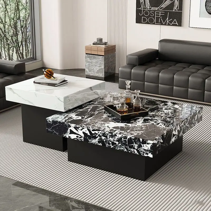 

Designer Organizer Coffee Table Marble Living Room Unique Square Coffee Table Italian Modern Mesitas De Noche Home Accessories