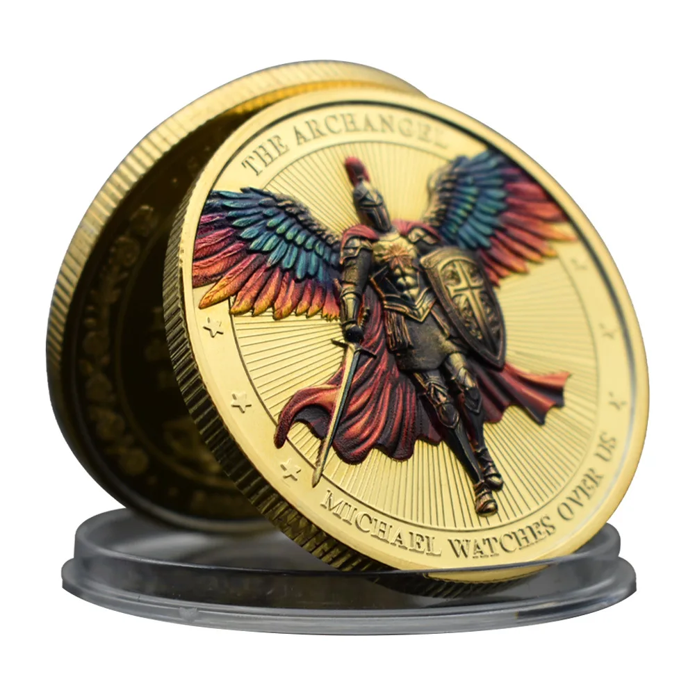 3D three-dimensional relief Archangel Michael Feathered Knight Armor Warrior Challenge Coin