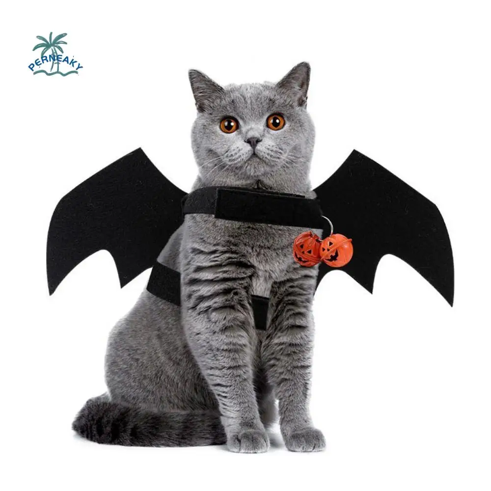 

with Bell Artificial Wing Pet Cosplay Prop Decorative Cloth Cat Bat Wings Harness with Pumpkin Bells Adjustable