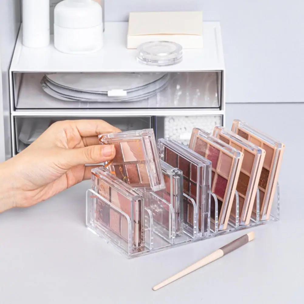 Cosmetics Storage Tray 7 Compartments Eyeshadow Palette Storage Rack Clear Cash Makeup Tools Organizer Tray Desktop Organizer