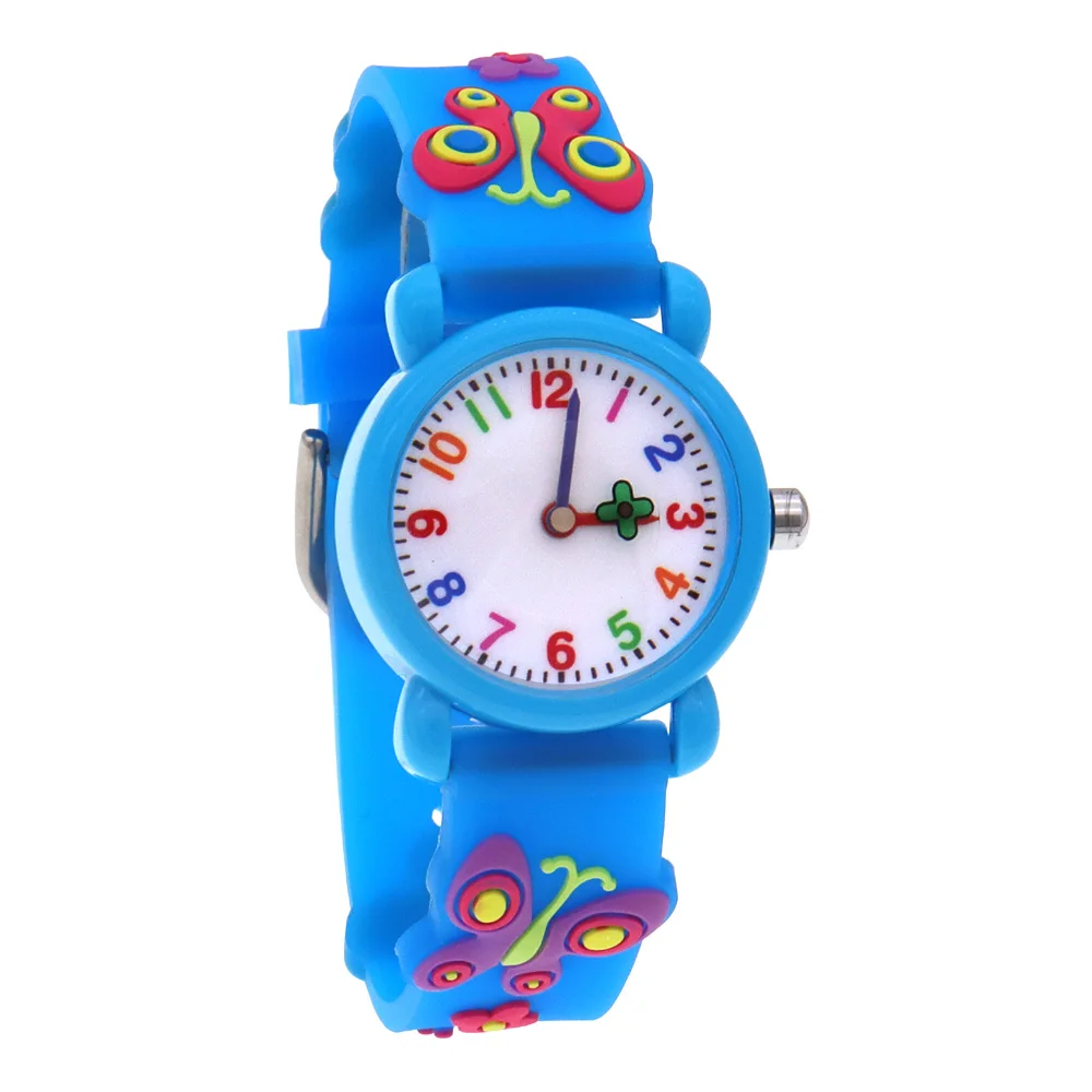 Montre-bracelet à quartz pour filles mignonnes, montre-bracelet 3D pour femmes, papillon, fleur, mains, beauté, bébé, étudiants, dessin animé, horloge