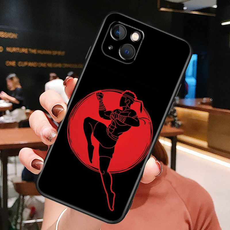 Muay Thai Martial Art Phone Case For iPhone XR X XS Max 11 12 13 14 15 Pro Max 7 8 Plus SE 2020 2022 Back Cover