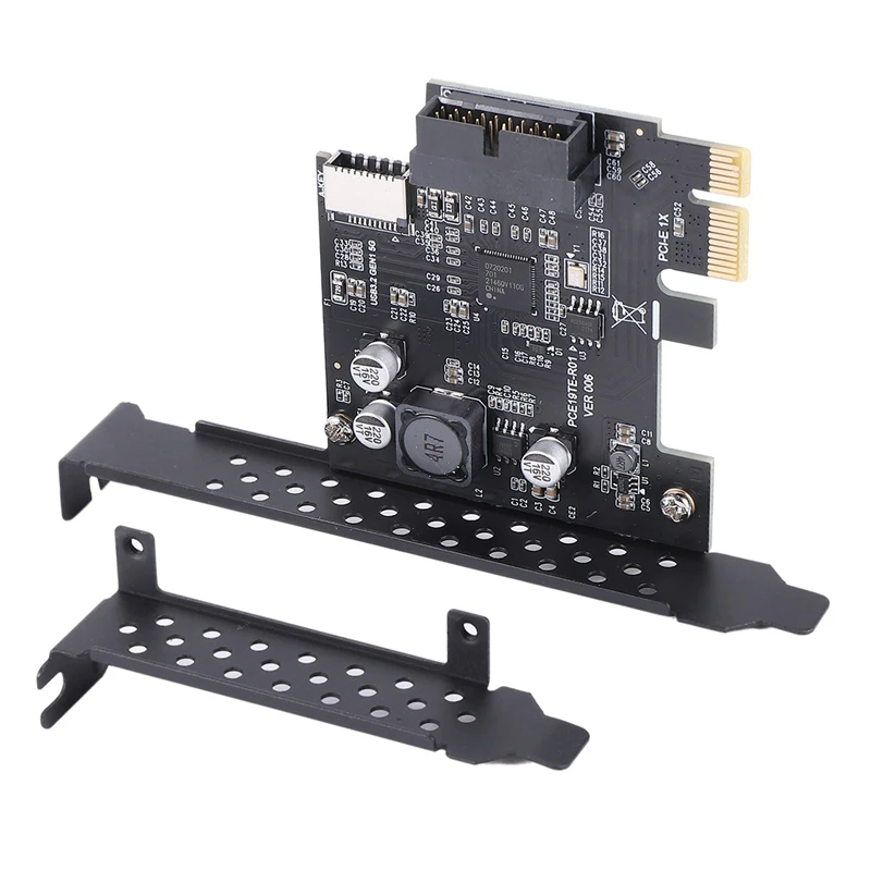 Top-PCI-E 1X To USB 3.2 GEN1 5Gbps 20Pin Front Panel Header (To Type-C Front Panel Header) Front Panel Connector Riser Card