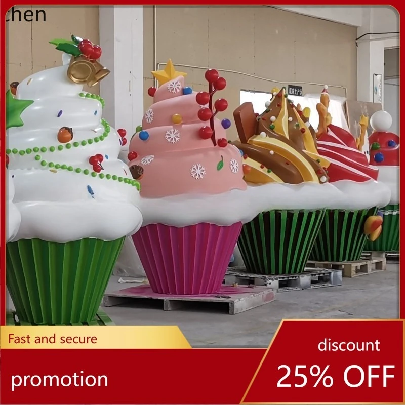 

Ht fiberglass cake sculpture, holiday event decoration, shopping mall display props, christmas theme landscape sculpture