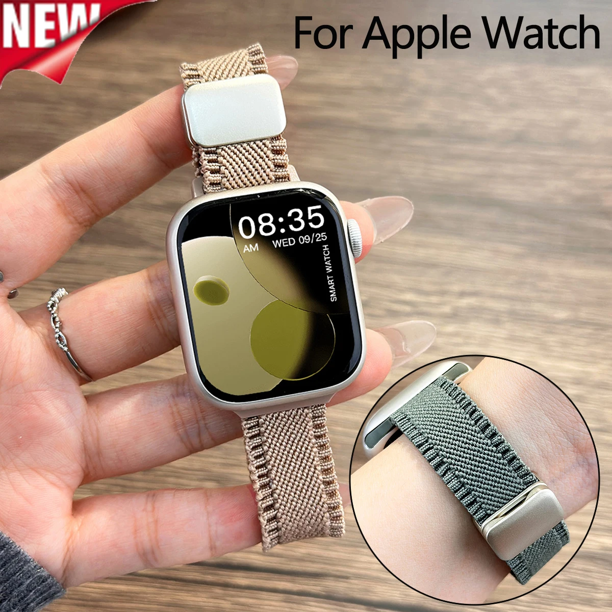 Gewebtes Nylon-Armband für Apple Watch 49 38 40 44 46mm, schlankes Nylonband für iWatch S11 10 9 8 7 6 SE3, elastisches Sportarmband