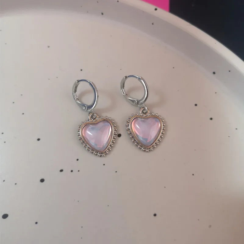 Pendientes de aro de pentagrama coloridos para mujer, estilo Y2K, hebilla de oreja de estrella de cristal rosa de fantasía dulce, accesorios de