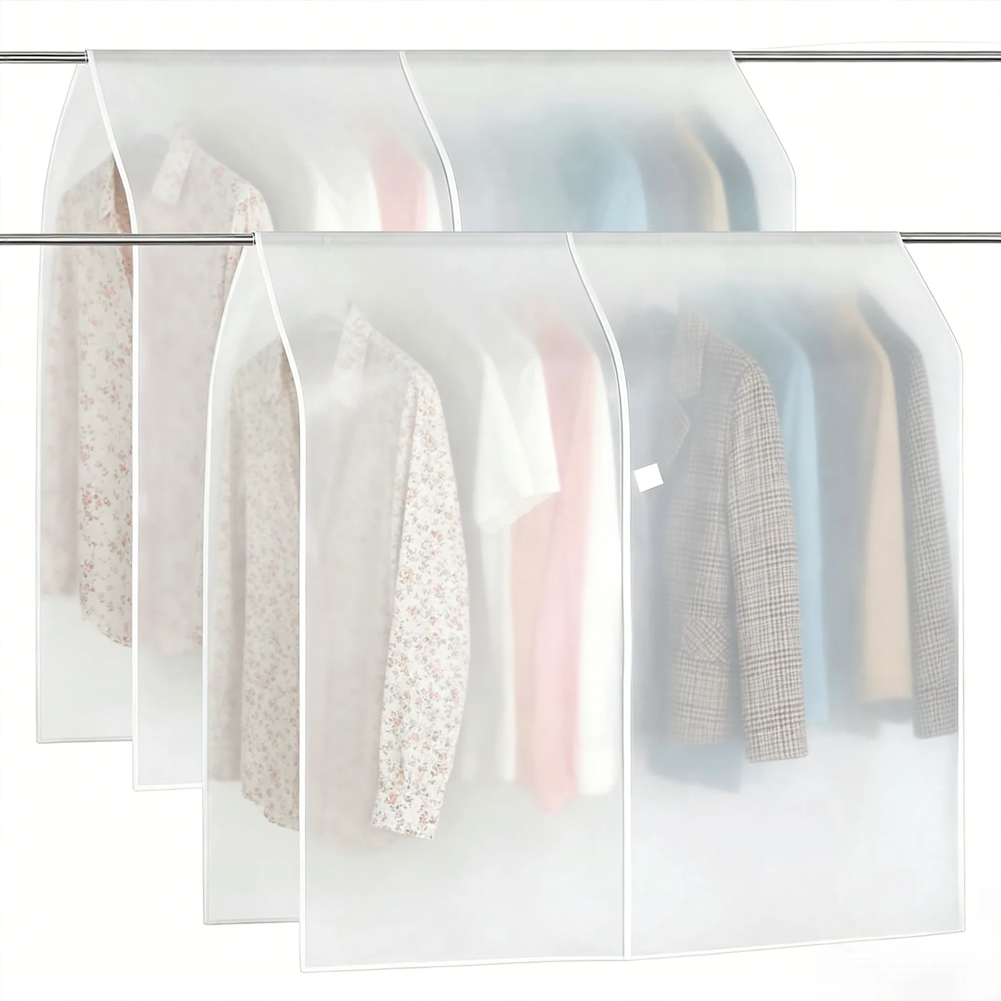 2-Pack PEVA Dust Covers Waterproof and Semi-Transparent for Clothing Protection in Closets Wardrobes or During Home Renovations