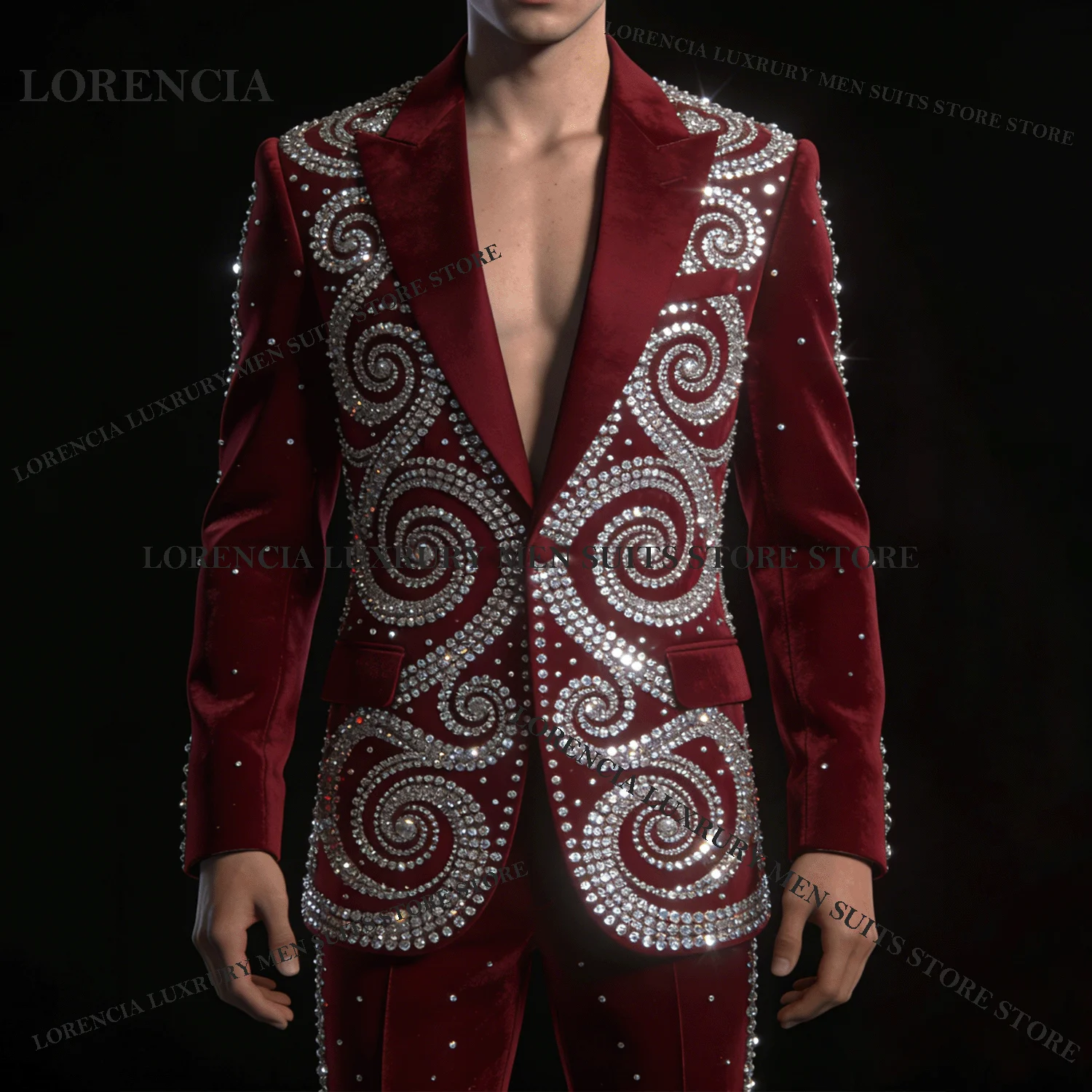 Glitter Men Diamond Design Suits Wedding Customized Handsome Tuxedos Sparkly Slim Ropa hombre 2 Pieces Sets Groom Male Blazers
