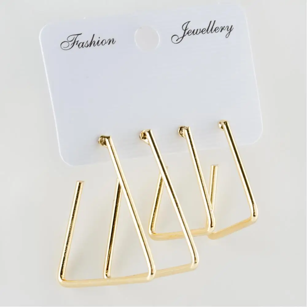 4 pcs Triangle Metal Stud Earrings 3-4 cm