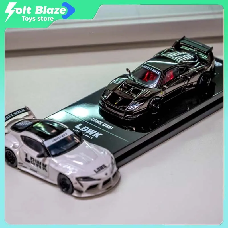 

INNO 1/64 LB Ferrari LBWK F40 Prancing Horse Chrome Black Wide Body Modified Car Model Diecast Collectible Cars Model Kids Toys