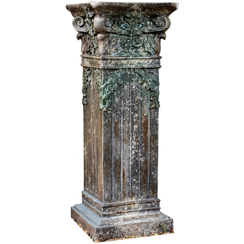 Vintage Carvings Roman Columns Classical Ornaments Flower Table Column Sill Flower Pot Base Villa courtyard