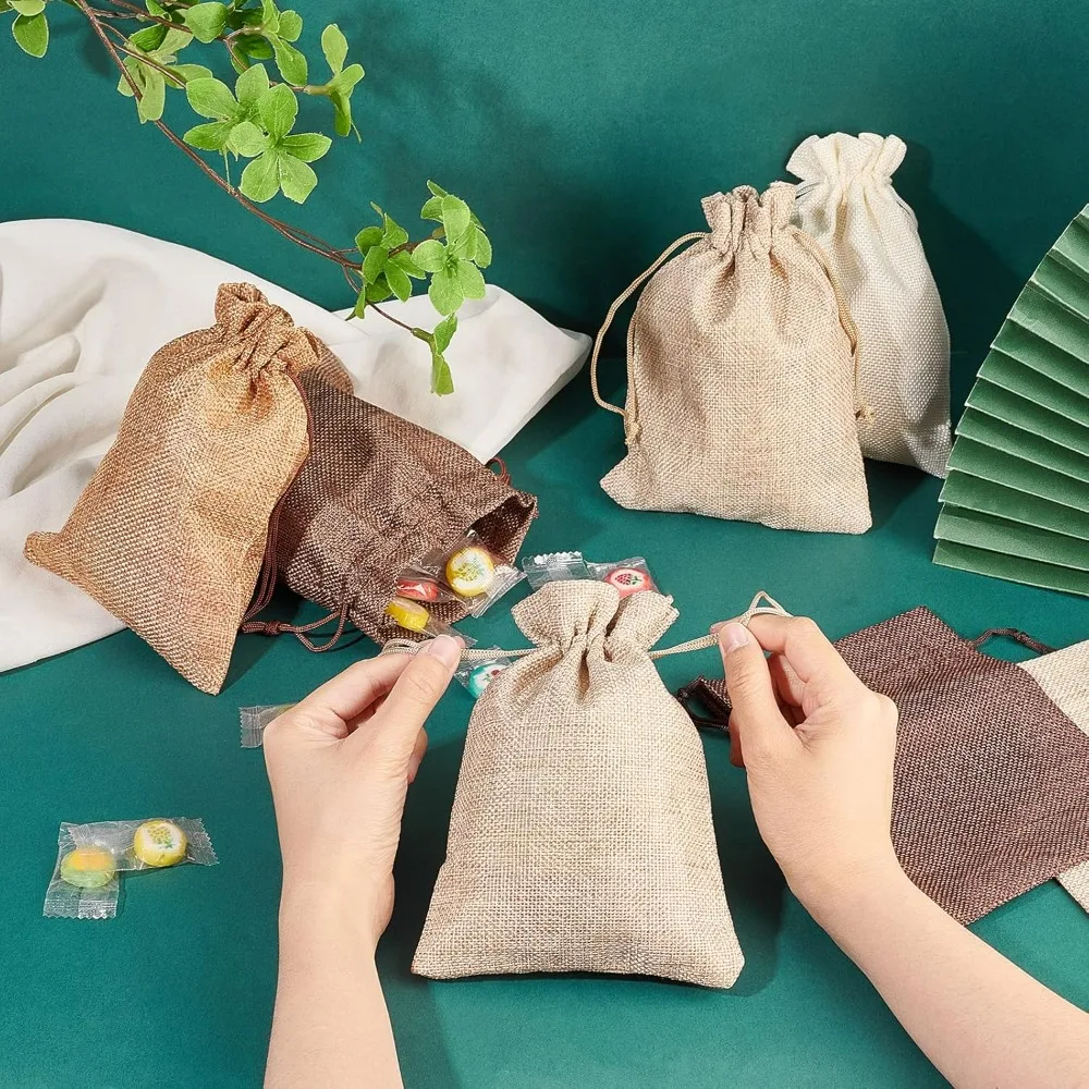 5x7 Inch Burlap Bags 24pcs Packing Pouches Drawstring Gift Bag Wedding Favors Bag Candy Bags Advent Calendar Bags for Christmas