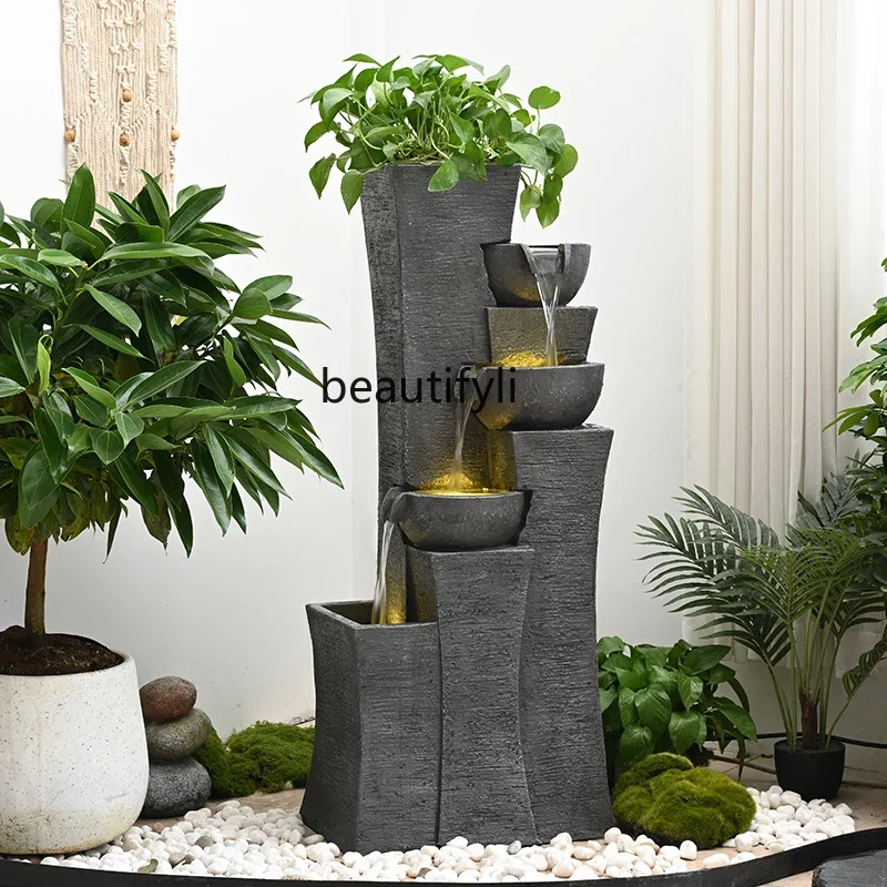 Ornamento di acqua corrente in stile europeo acqua circolante per attirare la ricchezza palla Feng Shui, casa moderna semplice e leggera di lusso6005