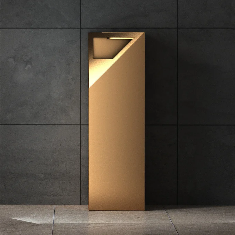 Geometric corner-cutting decorative ornament stainless steel trash can 4S store lobby high-end luxury atmosphere floor ash
