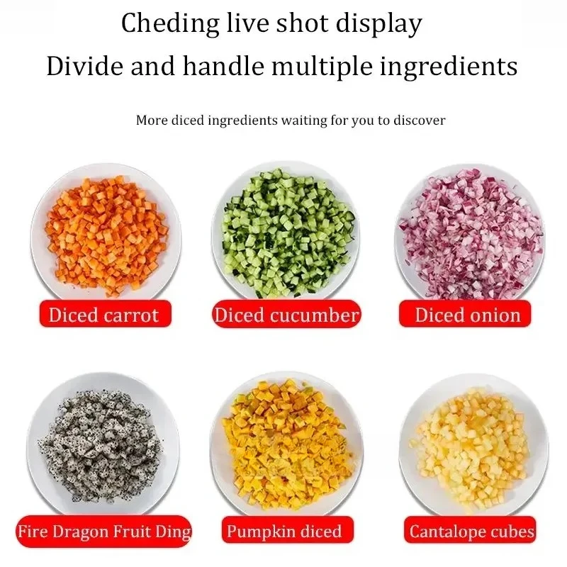 Commercial Electric Vegetable Cutter Fruit Slicer Tomato Pieces or Cube Cutting Stainless Steel Food Processor