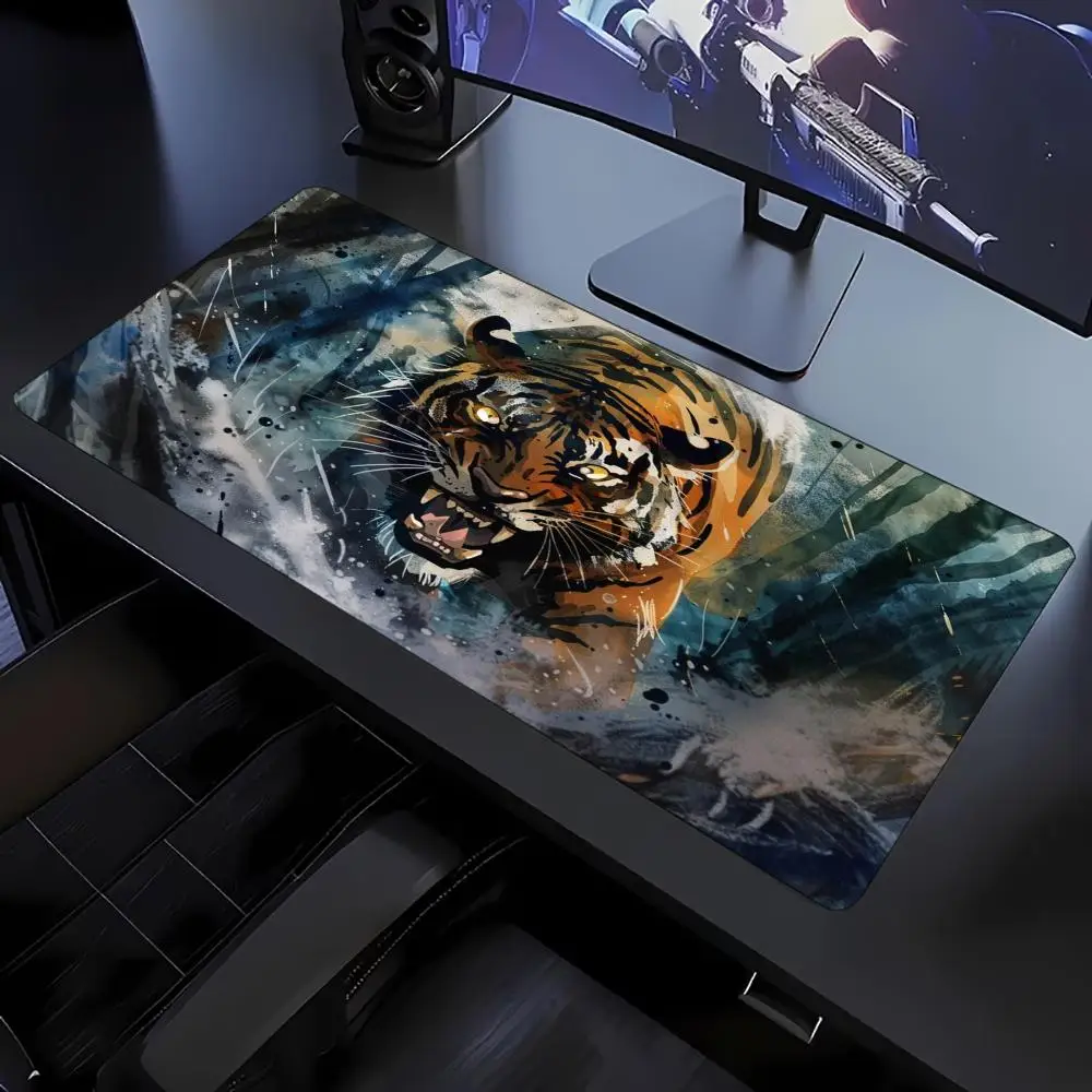 Oriental Ink Wash Tiger Art Non‑Slip Rubber Mouse Pad Smooth Desk Mat For Reliable Mouse Performance Gaming Laptop Desktop Use