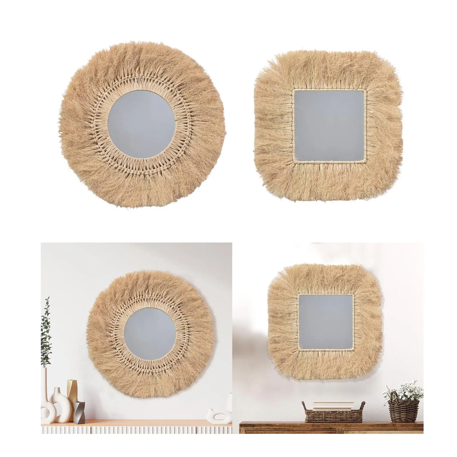 Farmhouse Mirror Versatile Rustic Gift Wall Art Decoration Decorative Mirror for Bathroom Farmhouse Nursery Bedroom Apartment