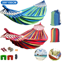 200*150cm Canvas hammock anti-tip Outdoor Canvas Hammock Camping Swing Hammock with Tree Ropes Load-bearing Up to 250kg