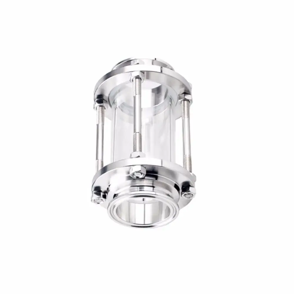 المشبك Φ57Φ63mm OD77.5mm أنبوب زجاجي البصر الزجاج تدفق البصر الزجاج الديوبتر للتقطير ، خط الأنابيب البصر الزجاج SS304