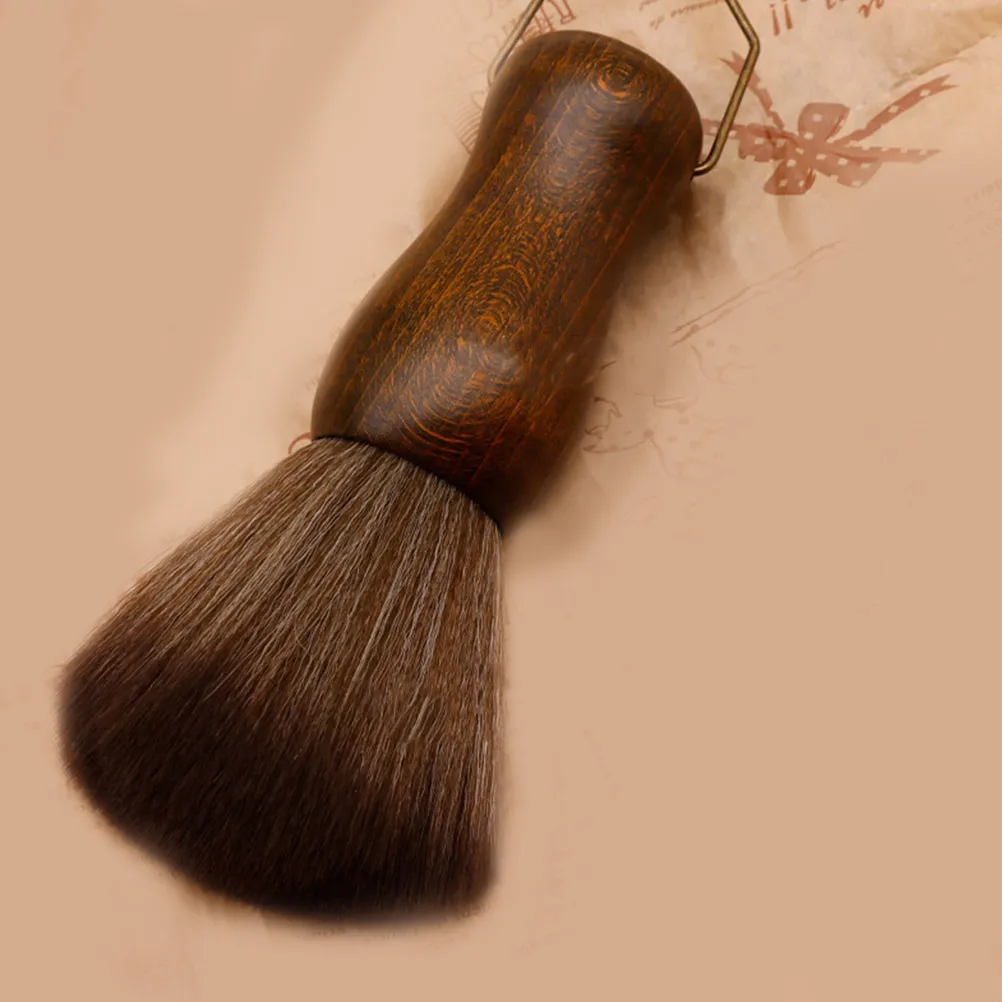 Barber Neck Duster Brush Soft Fiber Hair Cleaning Brush Wooden Handle Hanging Hook Broken Hair Removal Tool Salon Stylist view 2