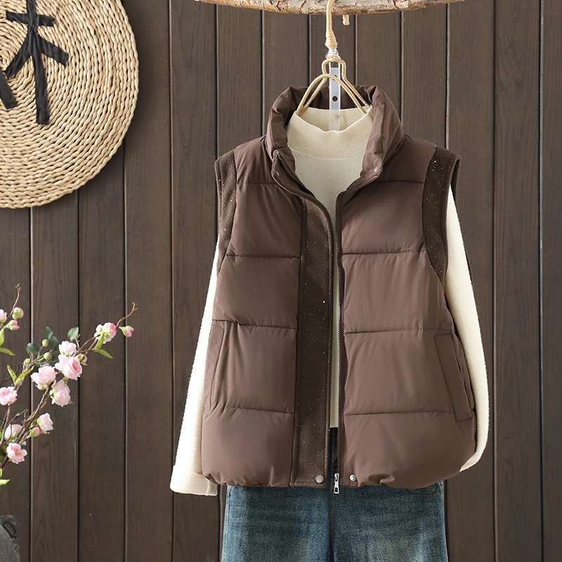 Gilet d'automne et d'hiver doublé de Fce pour femme, Jaet rembourré polyvalent, petite taille, vêtements d'extérieur