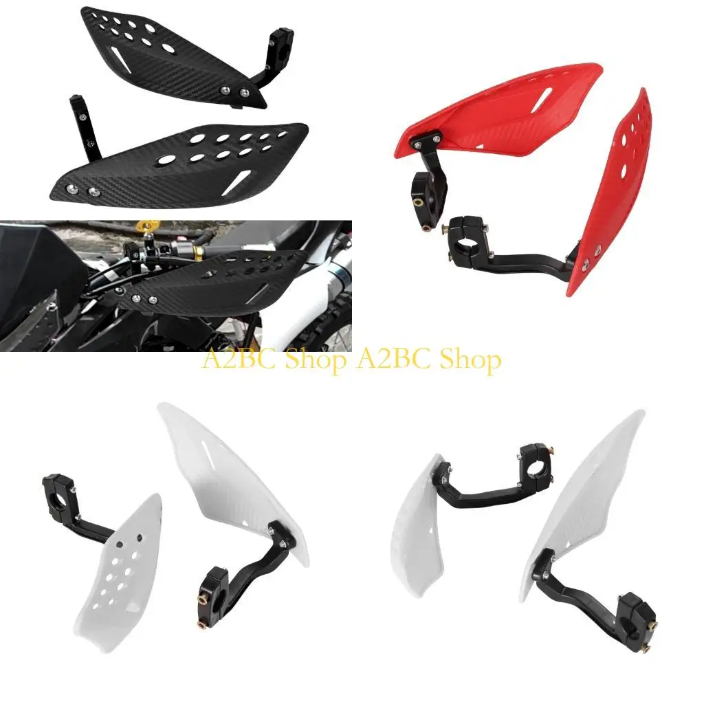 A2BC Motorcycle Handlebar Handguard Set with Vented Shell, Clamp On Brackets, and Pair Hand Cover for Trail Route Use