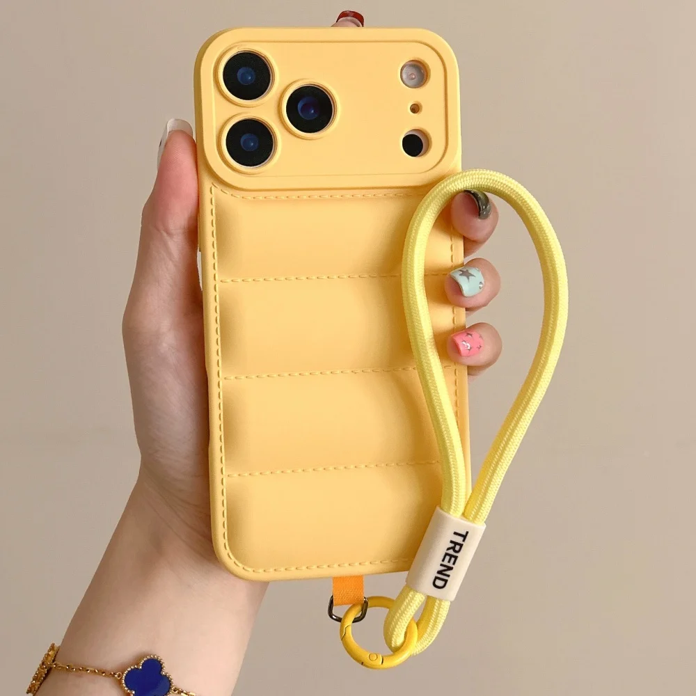 Handschlaufe Kordel Daunenjacke Silikonhülle für iPhone 18 17 16 15 14 13 12 11 Pro Max XR XS 8 Plus Kameraschutz Weiche Hülle – Detail 11