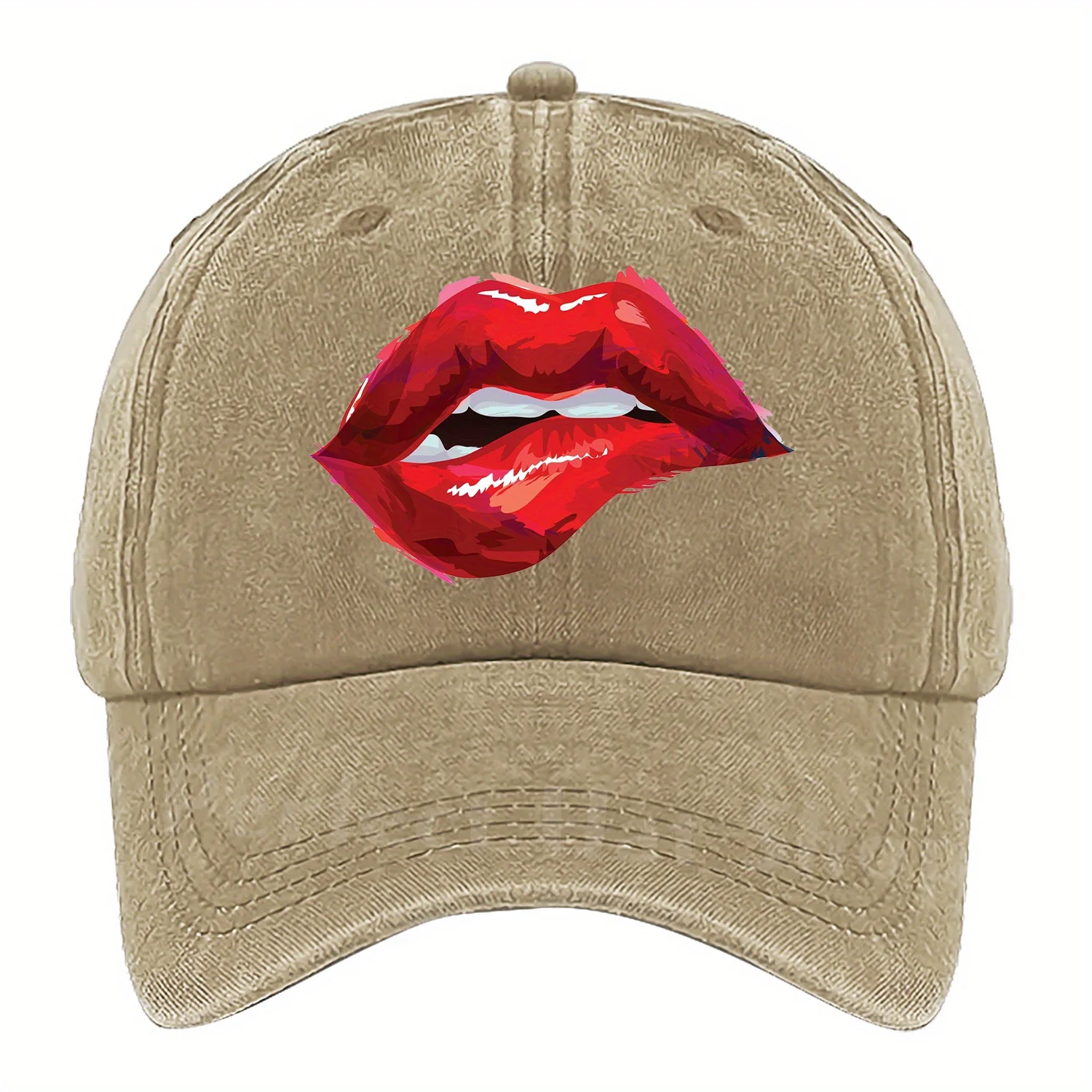 Adjustable Lip Print Baseball Cap - Shield Hat Suitable for Outdoor Activities, Casual Wear & Sensitive Skin