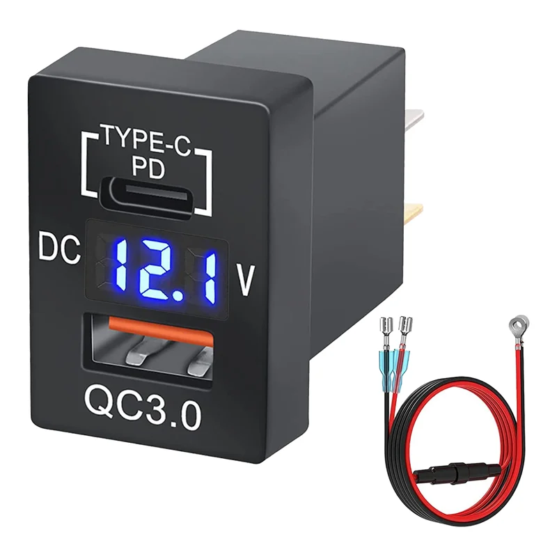 

A08E-12V-24V USB Outlet Dual Quick Charge 3.0 & PD USB C Port Charger Socket Power Adapter For Car Boat Marine Truck