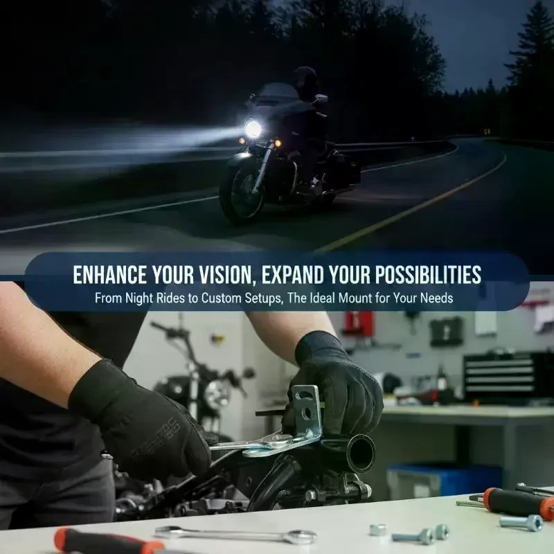 Motorcycle Front Wheel Crossbar 7-word Extension Led Spot Light Rearview Mirror Fixed Electric Headlight Modified Bracket