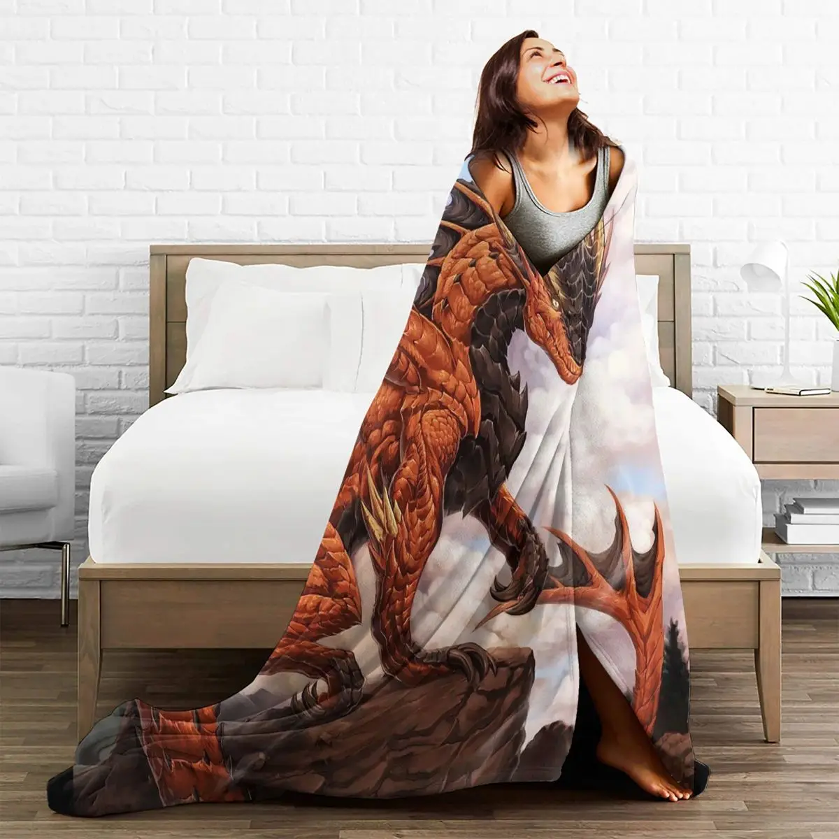 Daeron The Red Dragon Carlos Herrera Blankets Coral Fleece Plush Winter Fire-breathing Anime Soft Throw Blanket for Bedding Car