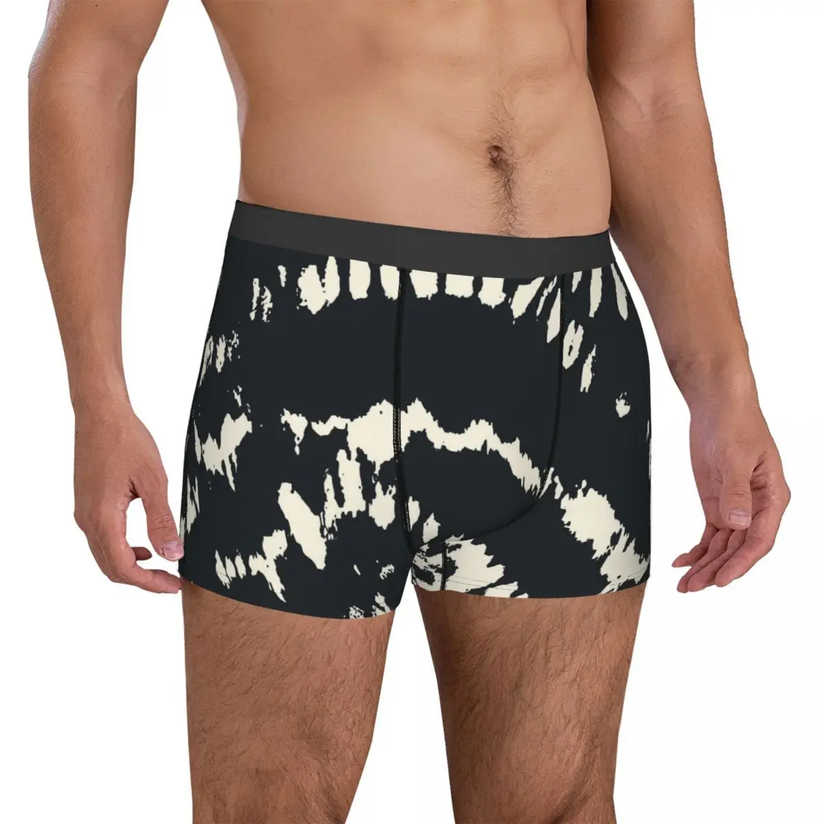 Black Tie Dye Underwear Abstract Print Pouch High Quality Trunk Print Boxer Brief Funny Man Underpants Big Size 2XL