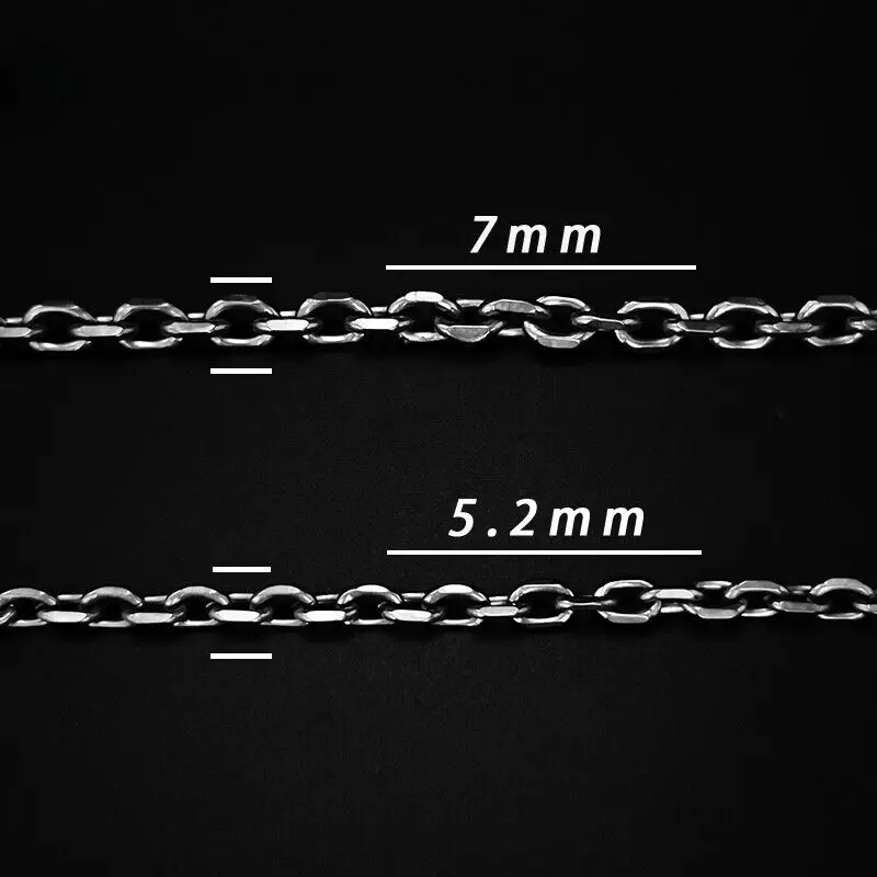 Fashion 5.2/7mm TA1 Pure Titanium Angle Chain Necklace for Men Women Lightweight Anti Allergic Skin Friendly Link Chain Necklace