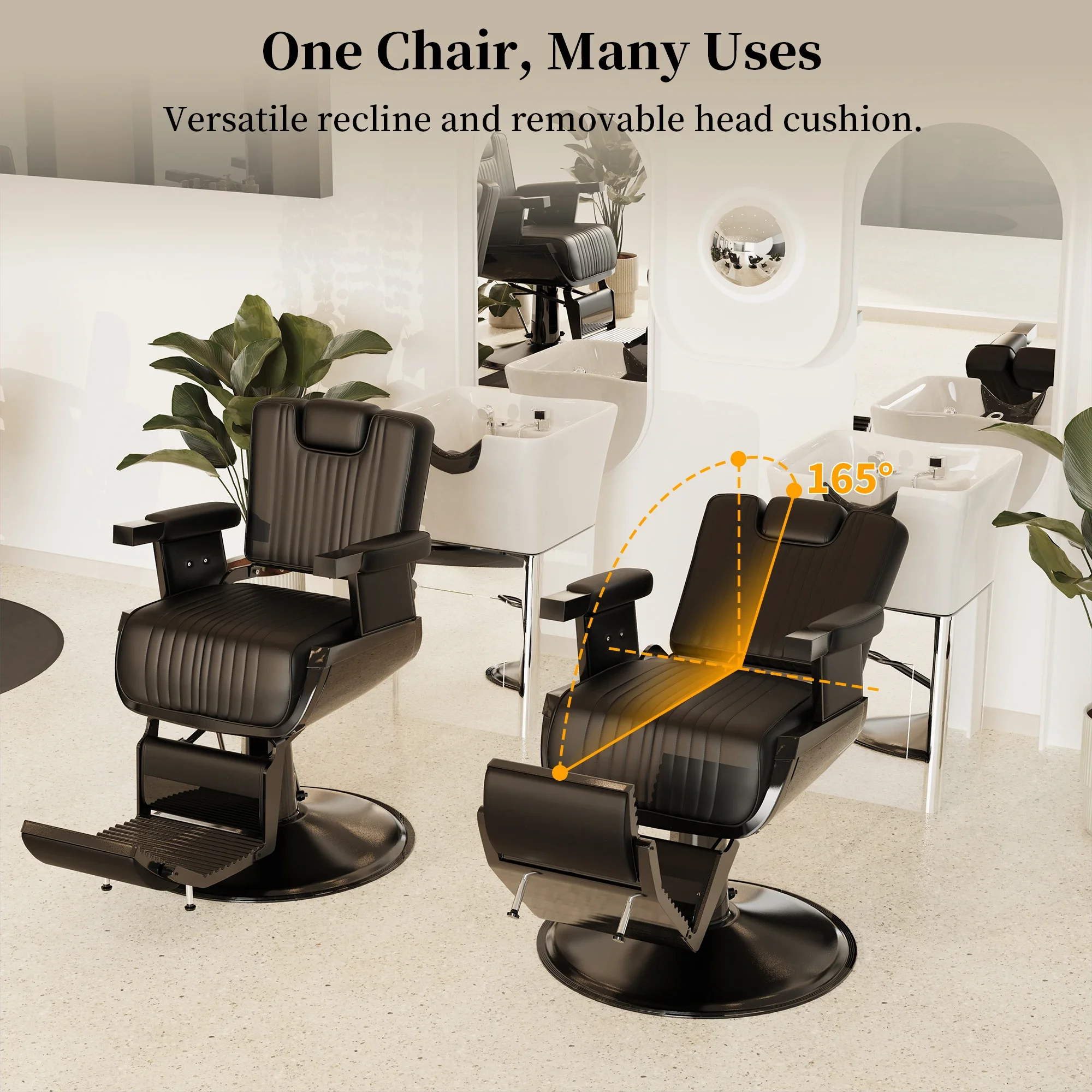 China Supplier Comfortable Seating Adjustable Backrest Modern Salon Chair All Black Barber Chair