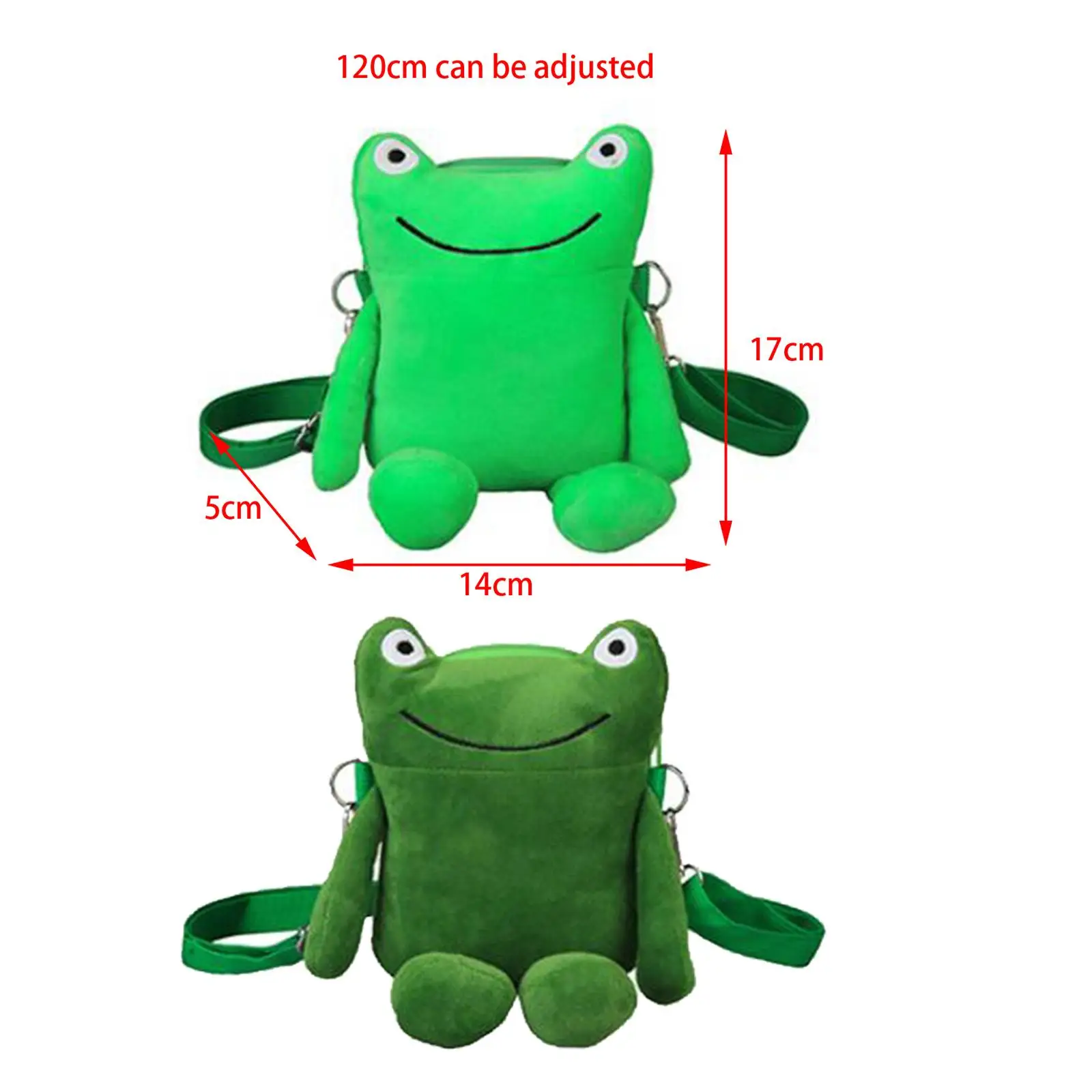 Novelty Green Frog Plush Bag Women Crossbody Tote Shoulder Purse Cute Cartoon Handbag Travel Beach Holiday Zipper Small Gift