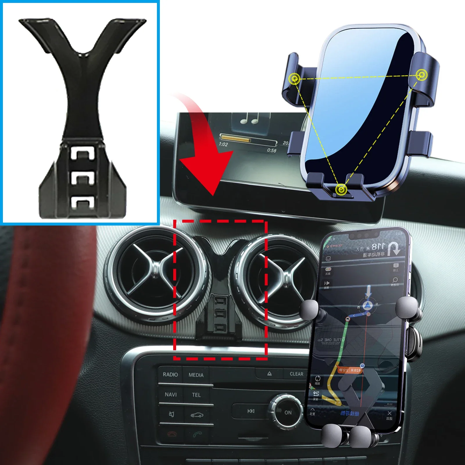 Car Mobile Phone Holder for Mercedes-Benz A-Class 2013~2018 A45 AMG W176 GPS Bracket Navigation Stand Auto Accessories